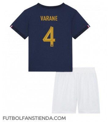 Francia Raphael Varane #4 Primera Equipación Niños Mundial 2022 Manga Corta (+ Pantalones cortos)